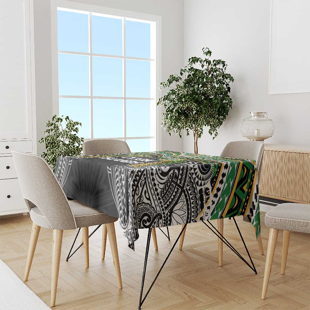 Cook Islands Rugby League Tablecloth Tatau Tribal Motifs-Black Color - Polynesian Pride