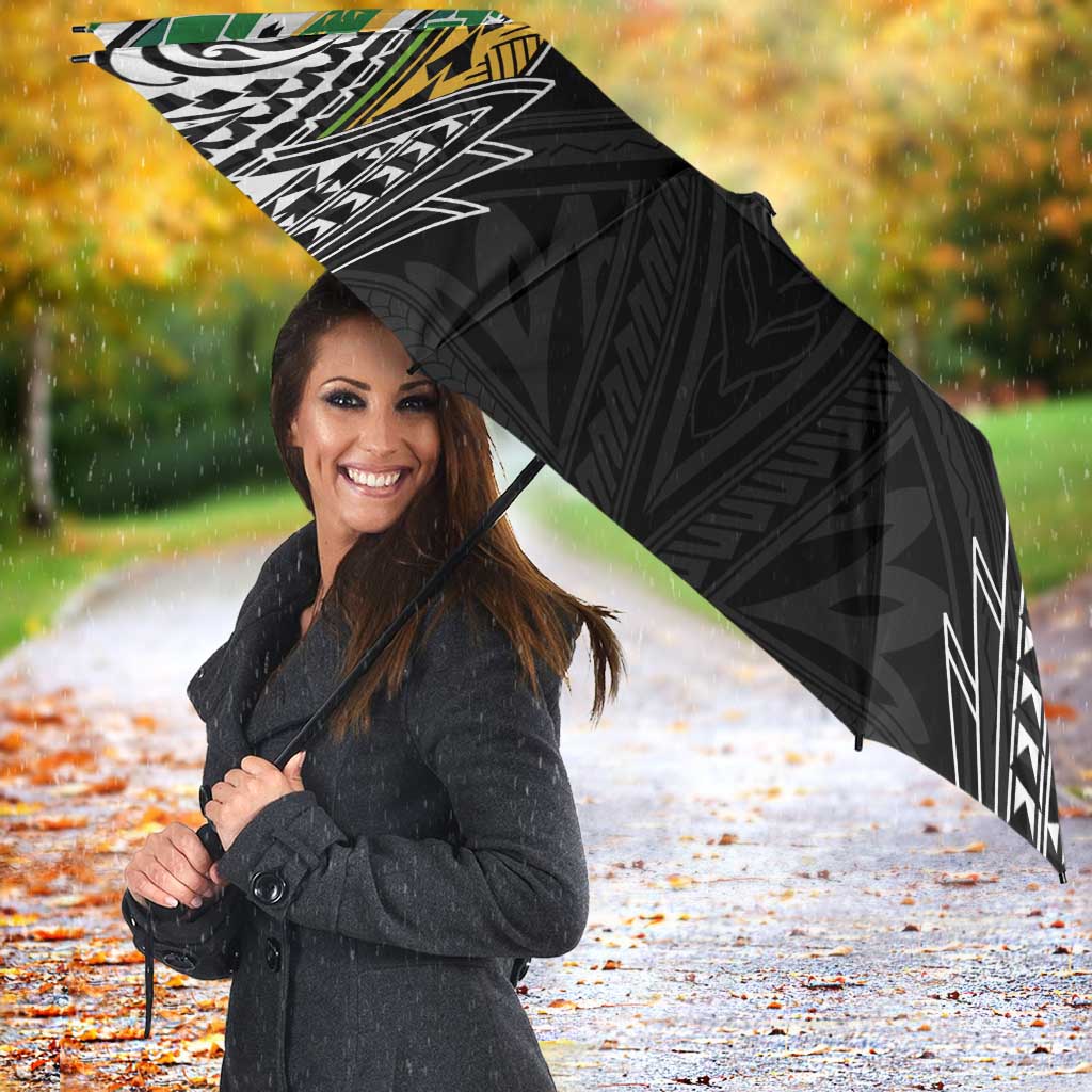 Cook Islands Rugby League Umbrella Tatau Tribal Motifs-Black Color - Polynesian Pride