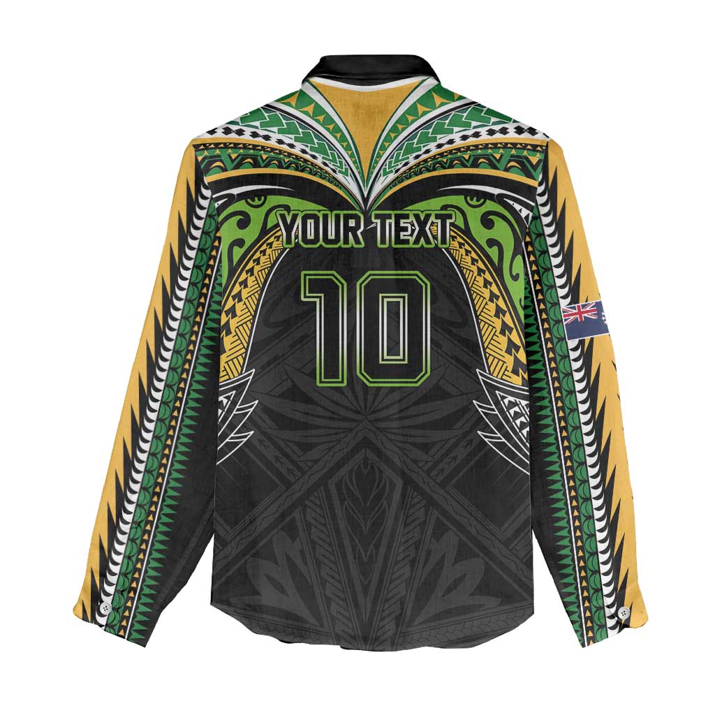 Custom Cook Islands Rugby League Women Casual Shirt Tatau Tribal Motifs-Black Color LT03 - Polynesian Pride