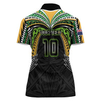 Custom Cook Islands Rugby League Women Polo Shirt Tatau Tribal Motifs-Black Color LT03 - Polynesian Pride