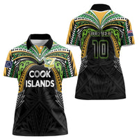 Custom Cook Islands Rugby League Women Polo Shirt Tatau Tribal Motifs-Black Color LT03 - Polynesian Pride