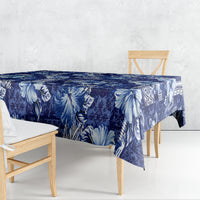 Hawaiian Quilt Pattern Tablecloth Hibiscus and Tribal Element Vintage Blue Vibe LT03 - Polynesian Pride