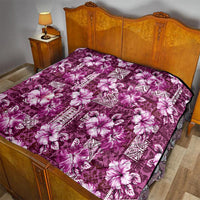 Hawaiian Quilt Pattern Quilt Hibiscus and Tribal Element Vintage Pink Vibe LT03 - Polynesian Pride