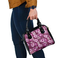 Hawaiian Quilt Pattern Shoulder Handbag Hibiscus and Tribal Element Vintage Pink Vibe LT03 - Polynesian Pride