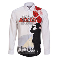 Tokelau ANZAC Day Family Matching Puletasi and Hawaiian Shirt Lest We Forget Red Poppy Flowers and Soldier LT03 Dad's Shirt - Long Sleeve White - Polynesian Pride