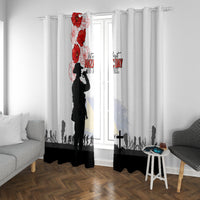Tokelau ANZAC Day Window Curtain Lest We Forget Red Poppy Flowers and Soldier LT03 With Grommets White - Polynesian Pride