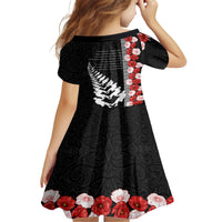 New Zealand ANZAC Day Family Matching Tank Maxi Dress and Hawaiian Shirt Soldier Silver Fern with Red Poppies Flower Maori Style LT03 - Polynesian Pride