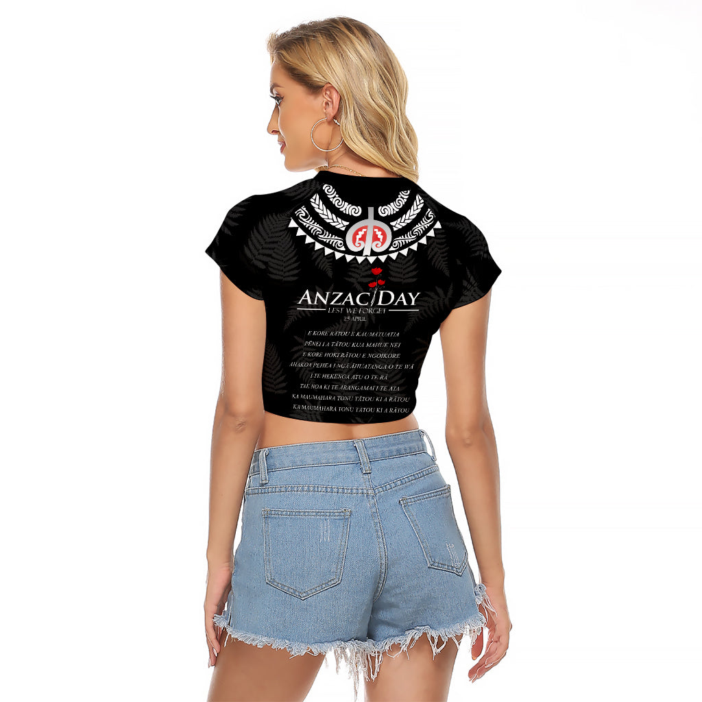 New Zealand ANZAC Day Raglan Cropped T Shirt Lest We Forget Haka Dance Respect LT03 - Polynesian Pride