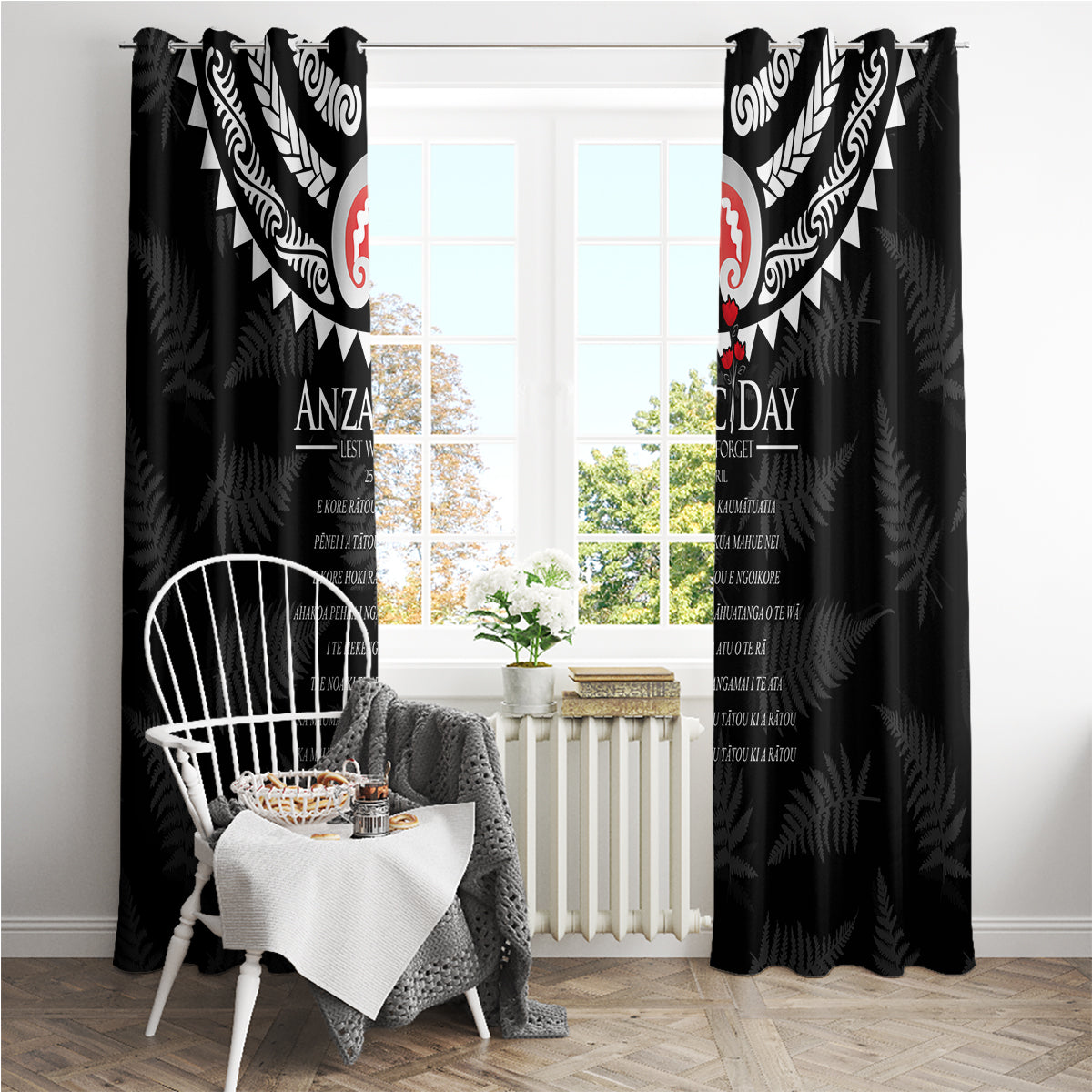 New Zealand ANZAC Day Window Curtain Lest We Forget Haka Dance Respect LT03 - Polynesian Pride