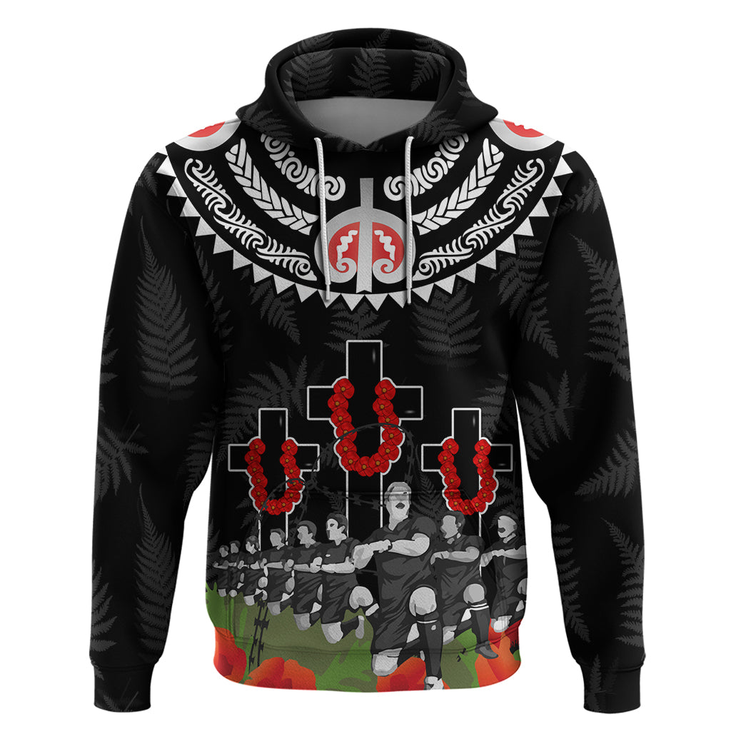 New Zealand ANZAC Day Zip Hoodie Lest We Forget Haka Dance Respect LT03 Pullover Hoodie Black - Polynesian Pride