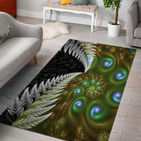 New Zealand Area Rug Koru Abstract Art and Silver Fern Maori Pattern LT03 - Polynesian Pride