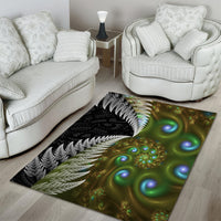 New Zealand Area Rug Koru Abstract Art and Silver Fern Maori Pattern LT03 - Polynesian Pride