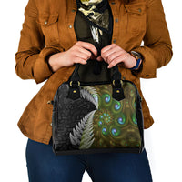 New Zealand Shoulder Handbag Koru Abstract Art and Silver Fern Maori Pattern LT03 - Polynesian Pride