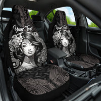 Custom New Zealand Women's Day Car Seat Cover Maori Tribal Girl and Silver Fern Pattern LT03 One Size Black - Polynesian Pride