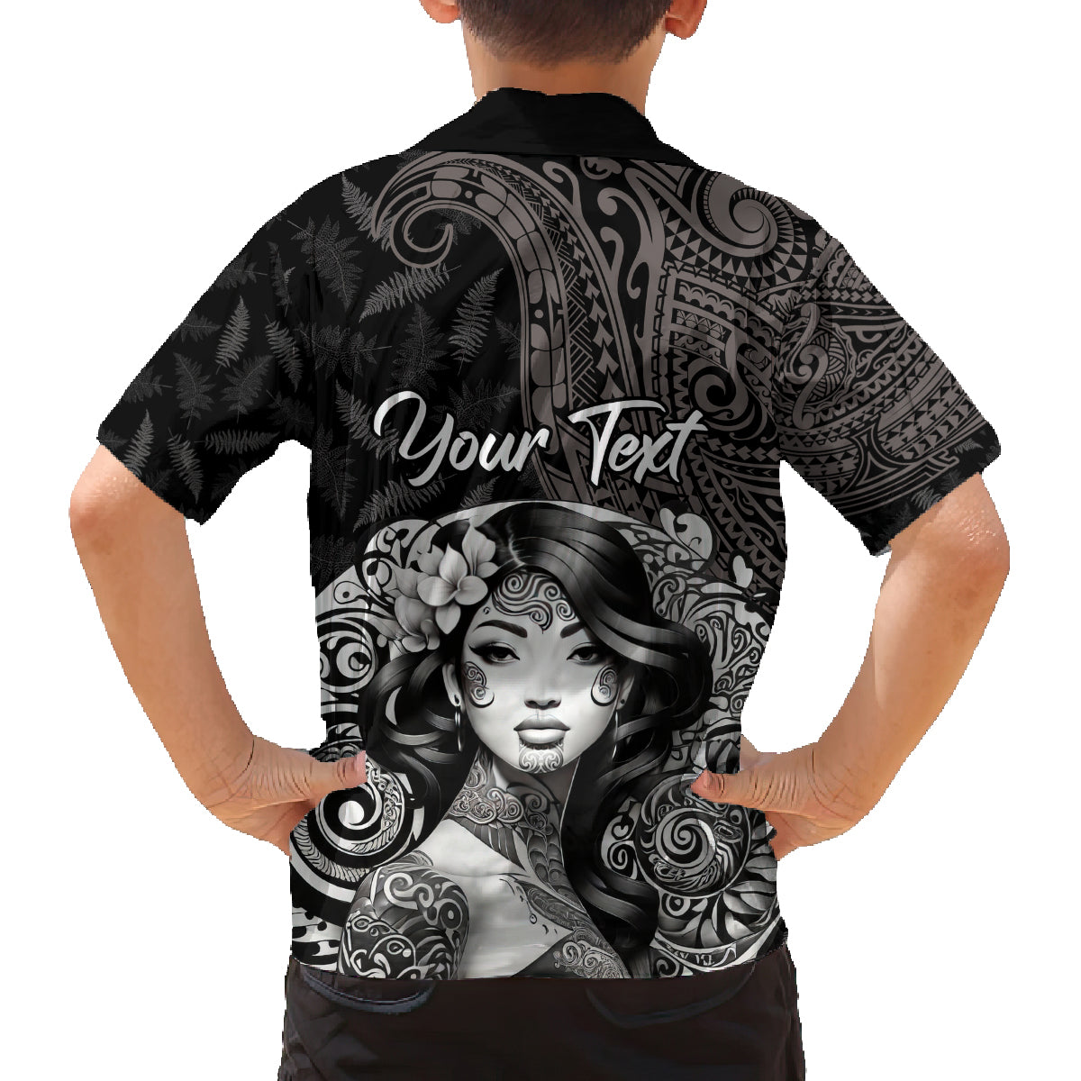 Custom New Zealand Women's Day Family Matching Off Shoulder Short Dress and Hawaiian Shirt Maori Tribal Girl and Silver Fern Pattern LT03 - Polynesian Pride