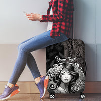 Custom New Zealand Women's Day Luggage Cover Maori Tribal Girl and Silver Fern Pattern LT03 - Polynesian Pride
