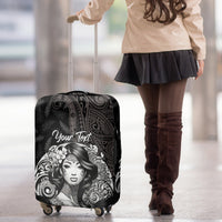 Custom New Zealand Women's Day Luggage Cover Maori Tribal Girl and Silver Fern Pattern LT03 - Polynesian Pride