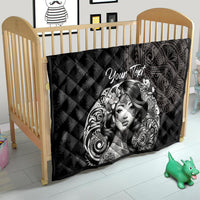 Custom New Zealand Women's Day Quilt Maori Tribal Girl and Silver Fern Pattern