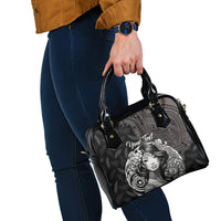 Custom New Zealand Women's Day Shoulder Handbag Maori Tribal Girl and Silver Fern Pattern