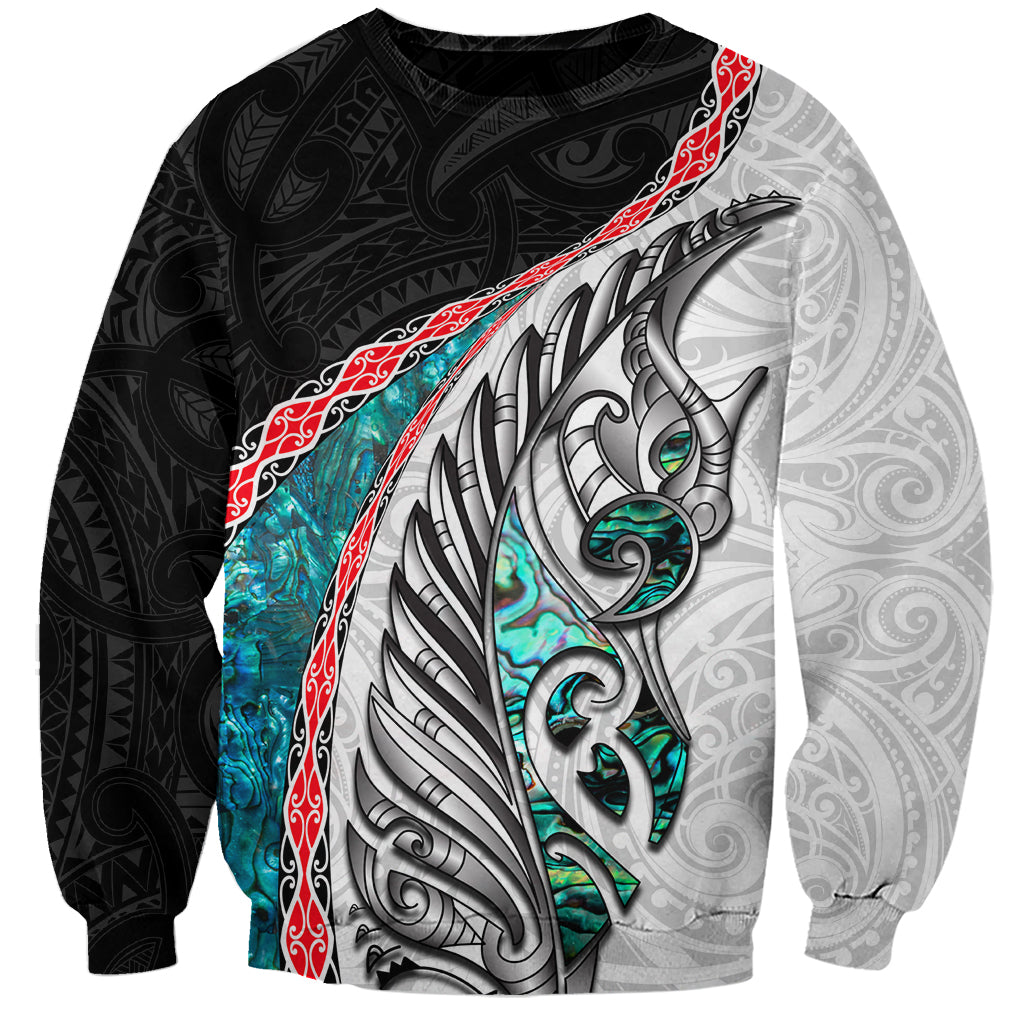 New Zealand Sweatshirt Manaia Fern and Koru Maori Pattern LT03 Unisex Black - Polynesian Pride