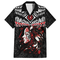 New Zealand Maori Girl Family Matching Off Shoulder Long Sleeve Dress and Hawaiian Shirt Silver Fern and Koru Pattern LT03 Dad's Shirt - Short Sleeve Black - Polynesian Pride