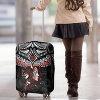New Zealand Maori Girl Luggage Cover Silver Fern and Koru Pattern