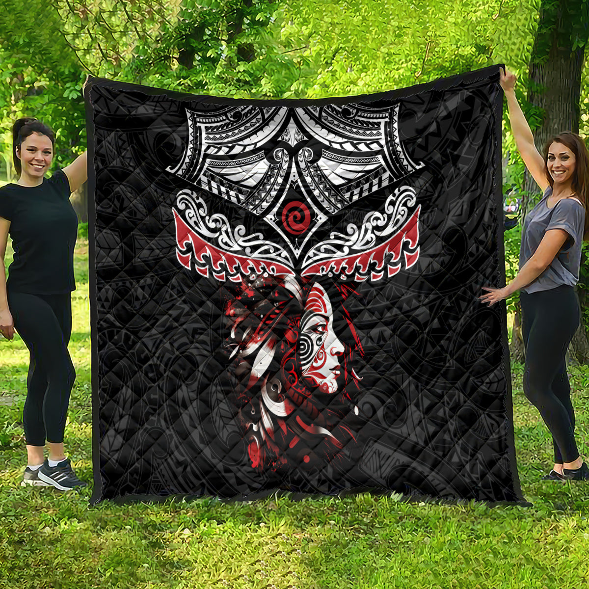 New Zealand Maori Girl Quilt - Silver Fern and Koru Pattern LT03 - Polynesian Pride