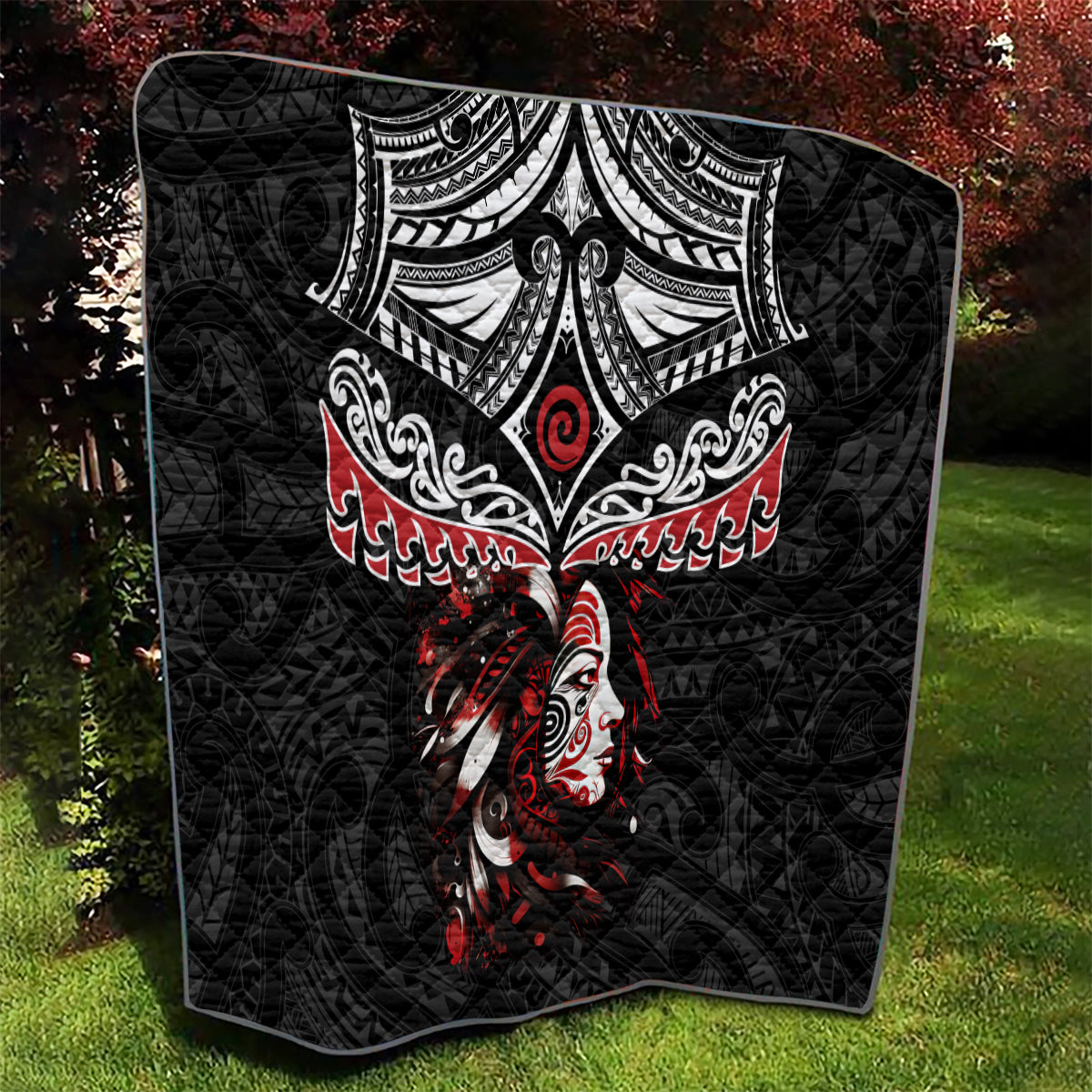 New Zealand Maori Girl Quilt - Silver Fern and Koru Pattern LT03 - Polynesian Pride