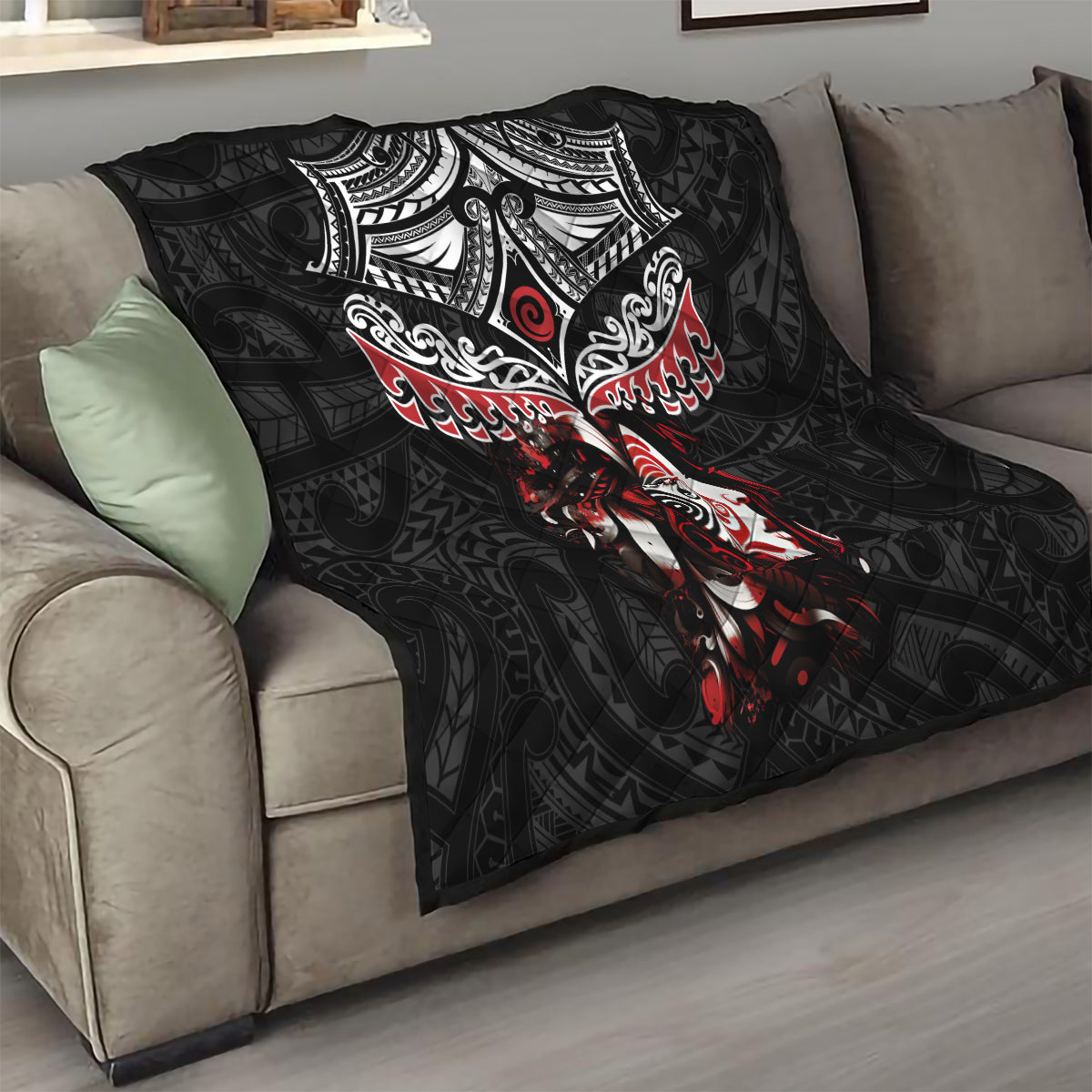 New Zealand Maori Girl Quilt - Silver Fern and Koru Pattern LT03 - Polynesian Pride