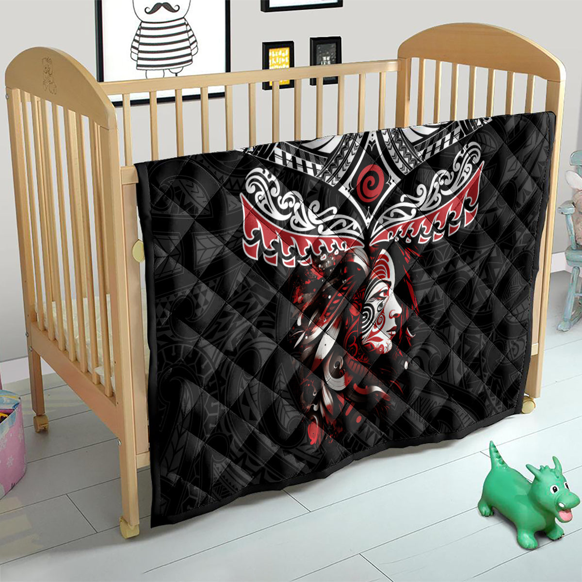 New Zealand Maori Girl Quilt - Silver Fern and Koru Pattern LT03 - Polynesian Pride