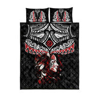 New Zealand Maori Girl Quilt Bed Set Silver Fern and Koru Pattern