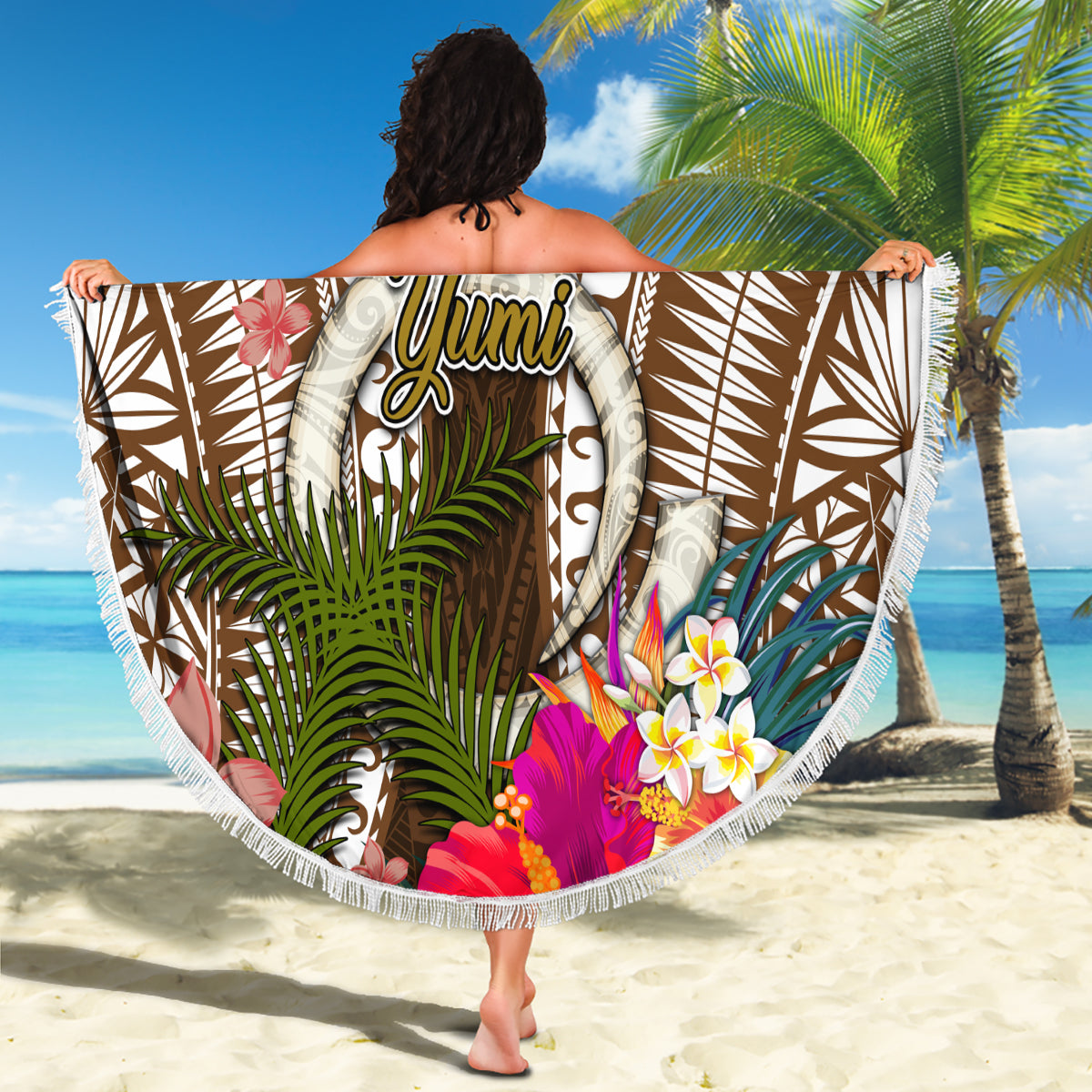 Vanuatu Selebretem 44th Indipendens Dei Beach Blanket Yumi Pig Tusk and Namele Fern