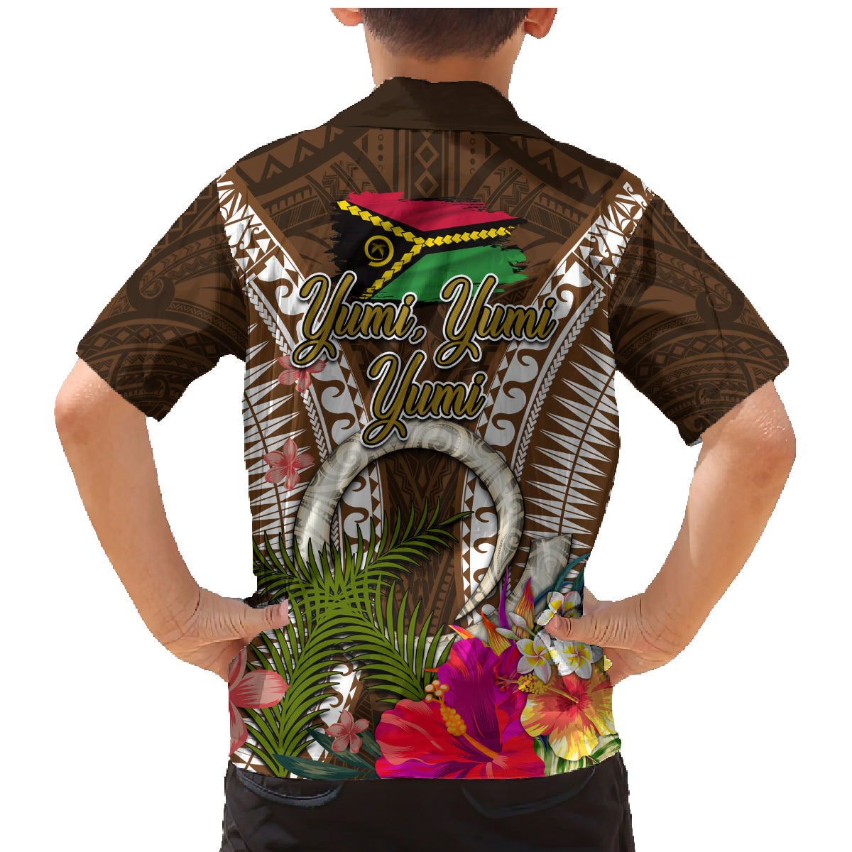 Vanuatu Selebretem 44th Indipendens Dei Family Matching Mermaid Dress and Hawaiian Shirt Yumi Pig Tusk and Namele Fern