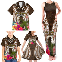 Vanuatu Selebretem 44th Indipendens Dei Family Matching Tank Maxi Dress and Hawaiian Shirt Yumi Pig Tusk and Namele Fern LT03 - Polynesian Pride