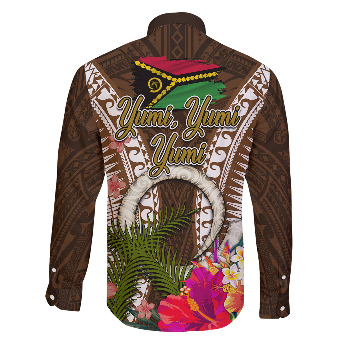 Vanuatu Selebretem 44th Indipendens Dei Family Matching Tank Maxi Dress and Hawaiian Shirt Yumi Pig Tusk and Namele Fern LT03 - Polynesian Pride