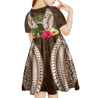 Vanuatu Selebretem 44th Indipendens Dei Kid Short Sleeve Dress Yumi Pig Tusk and Namele Fern