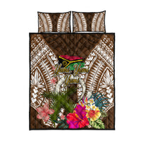 Vanuatu Selebretem 44th Indipendens Dei Quilt Bed Set Yumi Pig Tusk and Namele Fern