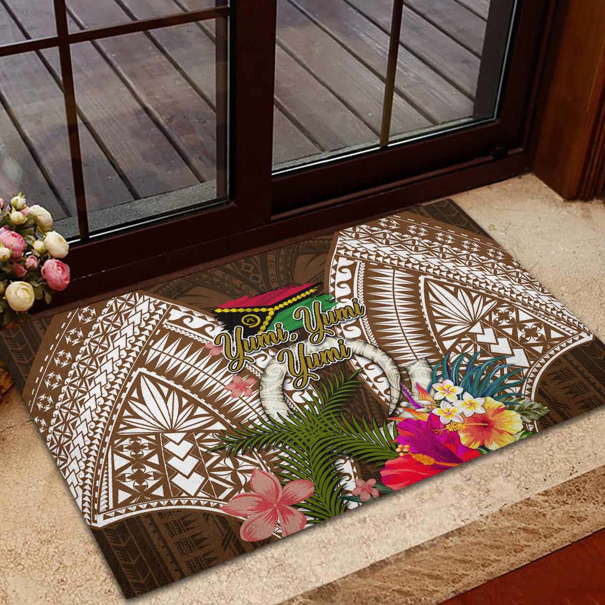 Vanuatu Selebretem 44th Indipendens Dei Rubber Doormat Yumi Pig Tusk and Namele Fern