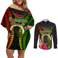 Vanuatu Independence Day Couples Matching Off Shoulder Short Dress and Long Sleeve Button Shirt Tugeta Yumi Selebretem Indipendens Dei