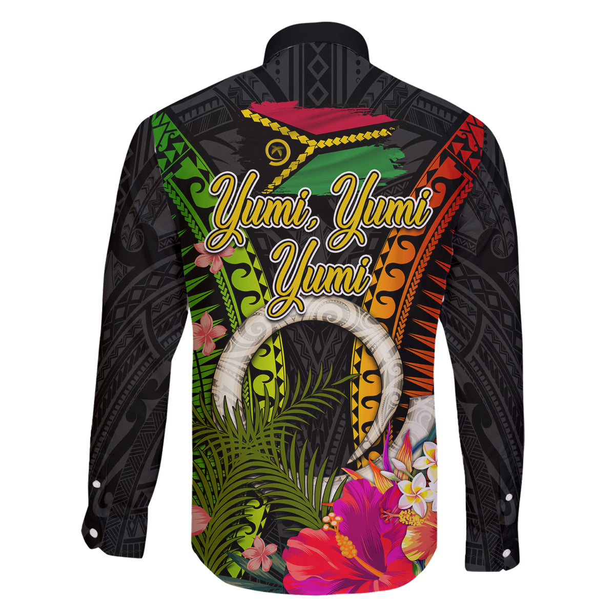 Vanuatu Independence Day Family Matching Off The Shoulder Long Sleeve Dress and Hawaiian Shirt Tugeta Yumi Selebretem Indipendens Dei LT03 - Polynesian Pride