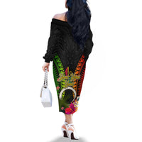 Vanuatu Independence Day Family Matching Off The Shoulder Long Sleeve Dress and Hawaiian Shirt Tugeta Yumi Selebretem Indipendens Dei LT03 - Polynesian Pride