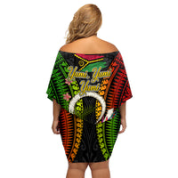 Vanuatu Independence Day Family Matching Off Shoulder Short Dress and Hawaiian Shirt Tugeta Yumi Selebretem Indipendens Dei LT03 - Polynesian Pride