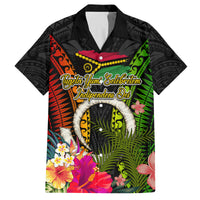 Vanuatu Independence Day Family Matching Tank Maxi Dress and Hawaiian Shirt Tugeta Yumi Selebretem Indipendens Dei LT03 Dad's Shirt - Short Sleeve Black - Polynesian Pride
