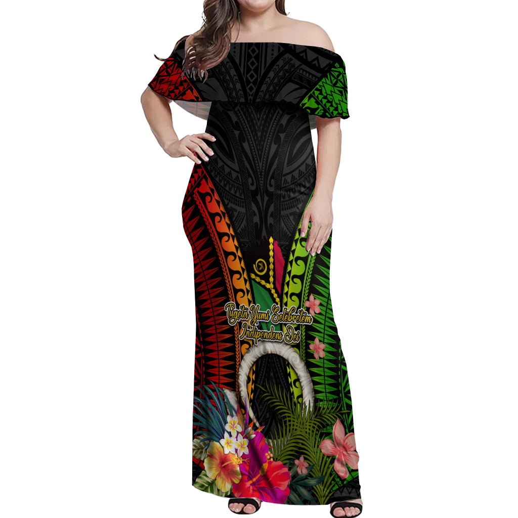 Vanuatu Independence Day Off Shoulder Maxi Dress Tugeta Yumi Selebretem Indipendens Dei