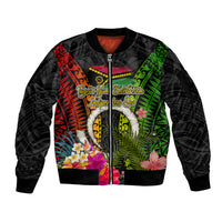 Vanuatu Independence Day Sleeve Zip Bomber Jacket Tugeta Yumi Selebretem Indipendens Dei