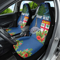 Personalised Fiji Independence Day Car Seat Cover Fijian Coat of Arms Palm and Hibiscus Tapa Pattern LT03 - Polynesian Pride