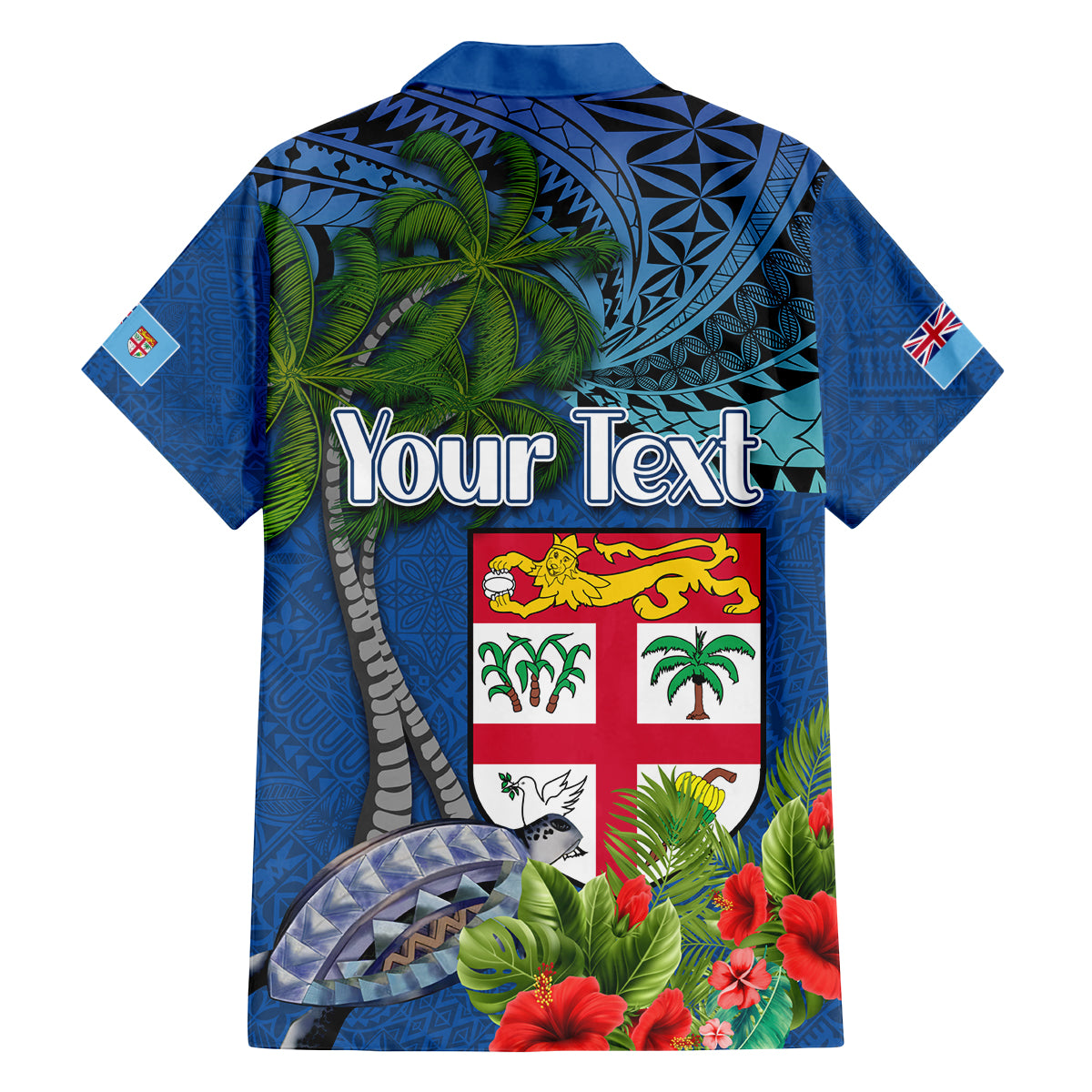 Personalised Fiji Independence Day Family Matching Summer Maxi Dress and Hawaiian Shirt Fijian Coat of Arms Palm and Hibiscus Tapa Pattern LT03 - Polynesian Pride