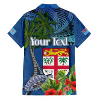 Personalised Fiji Independence Day Family Matching Summer Maxi Dress and Hawaiian Shirt Fijian Coat of Arms Palm and Hibiscus Tapa Pattern LT03 - Polynesian Pride