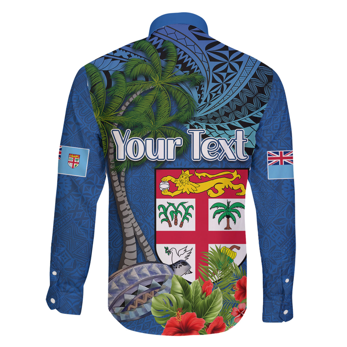 Personalised Fiji Independence Day Family Matching Summer Maxi Dress and Hawaiian Shirt Fijian Coat of Arms Palm and Hibiscus Tapa Pattern LT03 - Polynesian Pride