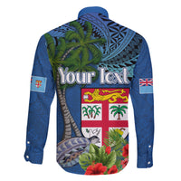 Personalised Fiji Independence Day Family Matching Summer Maxi Dress and Hawaiian Shirt Fijian Coat of Arms Palm and Hibiscus Tapa Pattern LT03 - Polynesian Pride